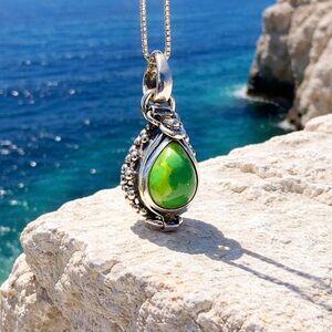 Green & Blue Mohave Turquoise Poison Pendant Necklace